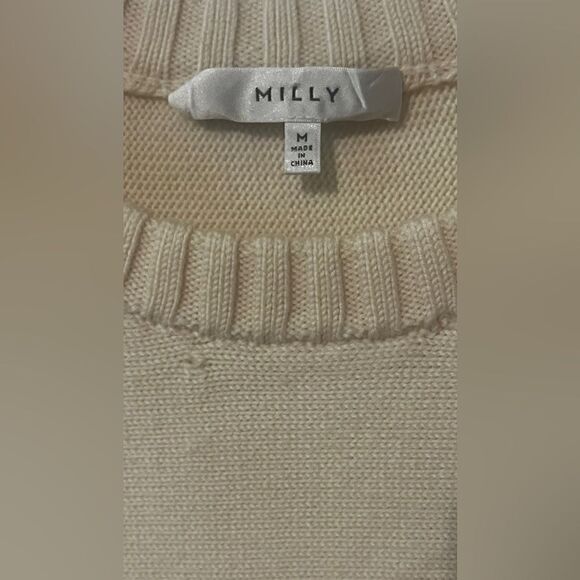 Milly Cropped Braided Stitch ivory Sweater Milly M - Picture 5 of 7